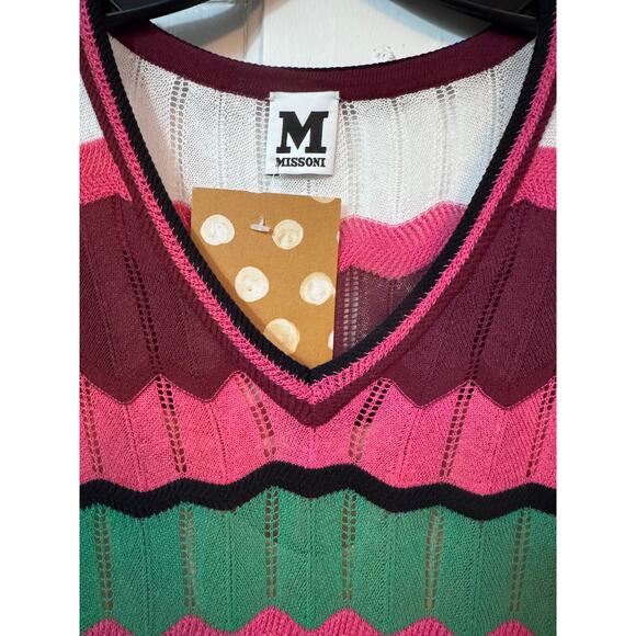 New Missoni M Pink Green Colorful Zig Zag Mini Dress Size 36/US 4 - Picture 8 of 9